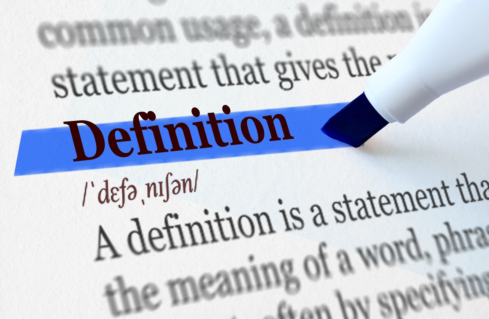 the definition of the word DEFINITION highlighted in blue