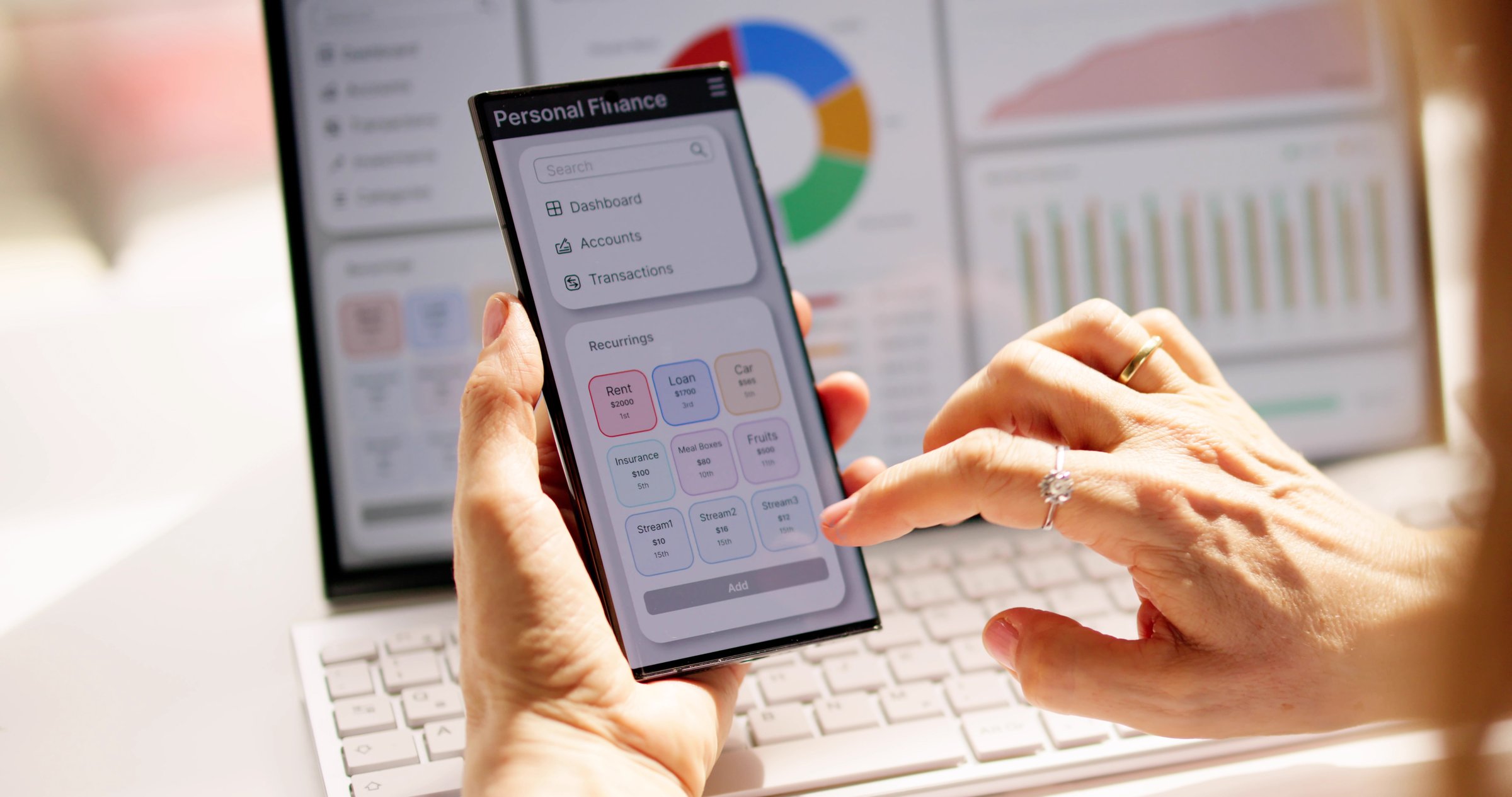 Budget Planning Fintech App. Money Tracker On Phone