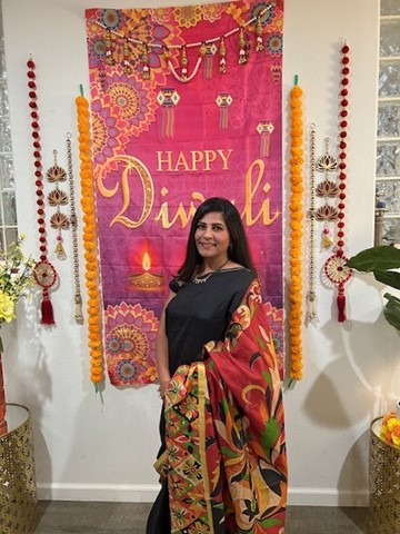 Sonal celebrating Diwali, showcasing her cultural heritage and traditions