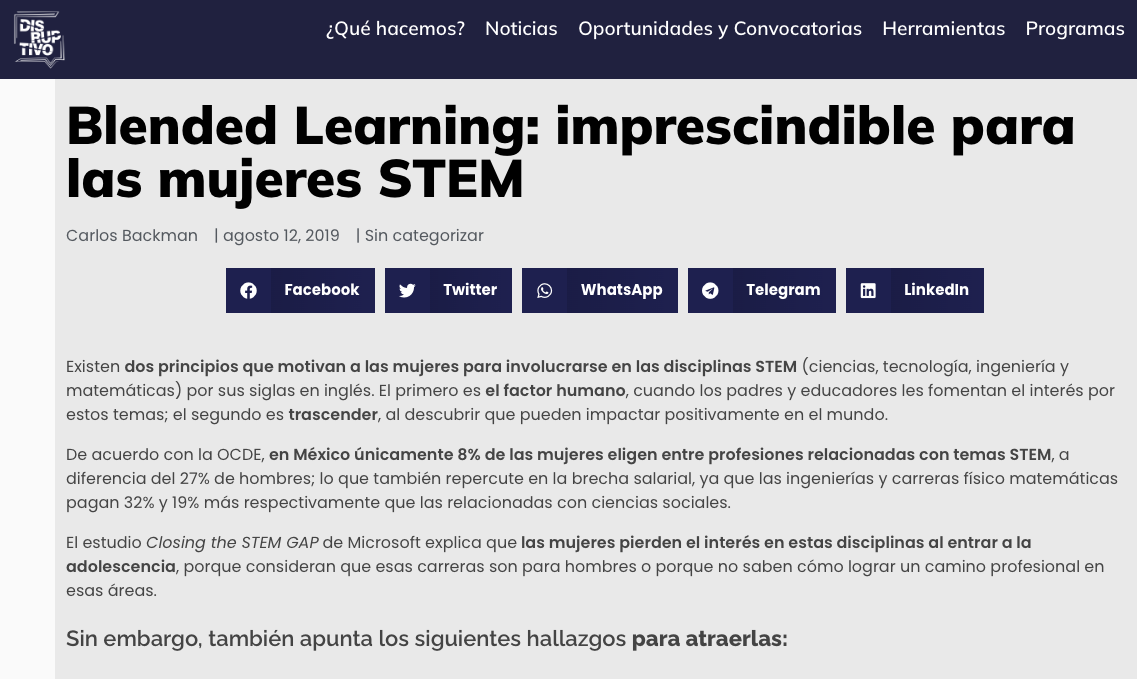 Blended Learning: imprescindible para las mujeres STEM - Disruptivo TV