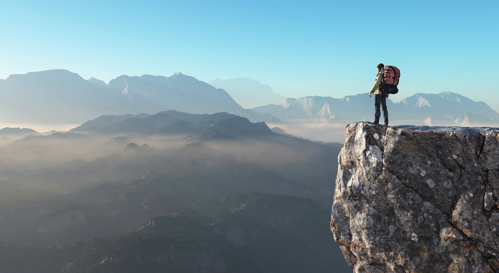 Hiker on top of a mountain