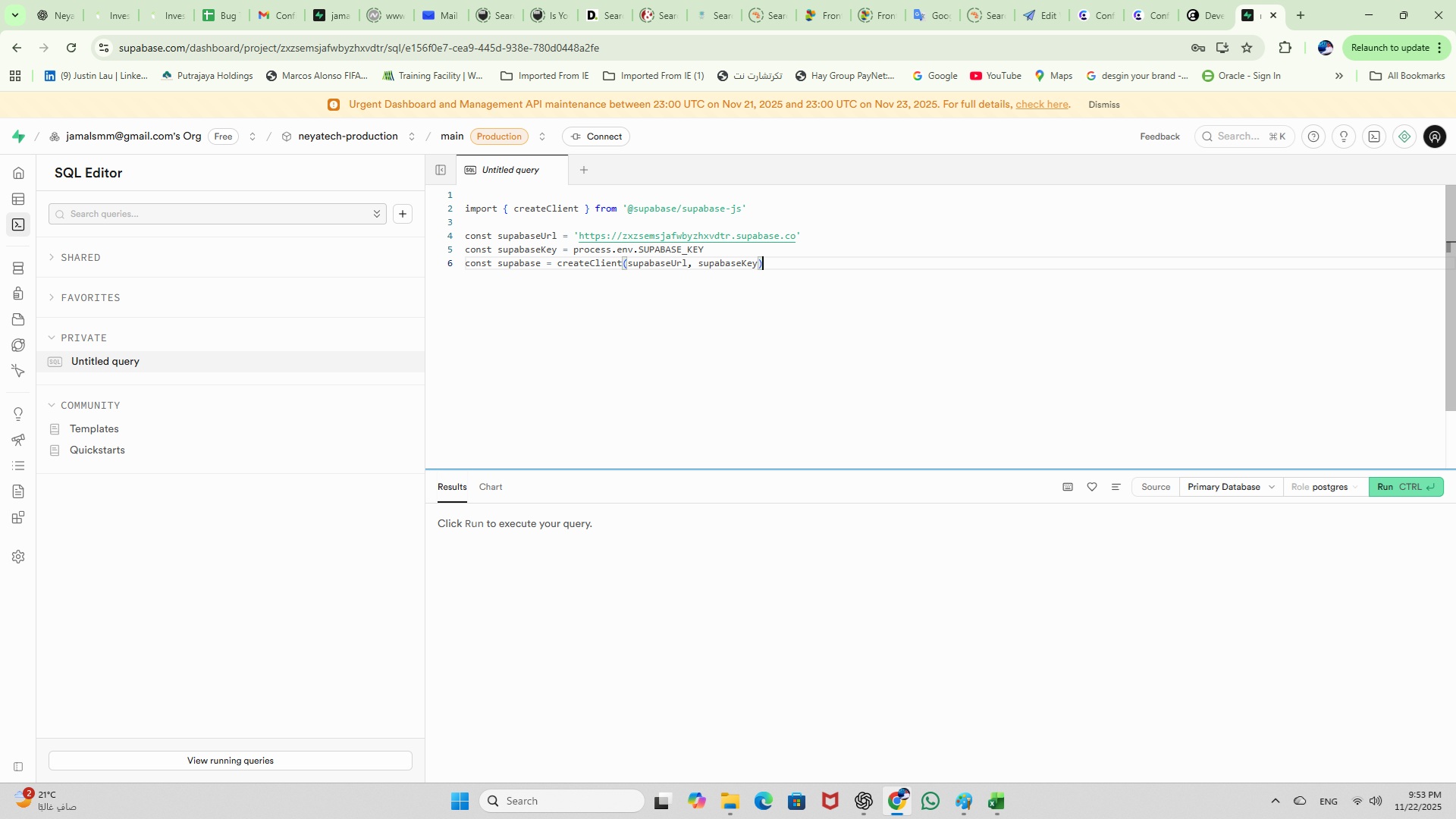 SQL execution results