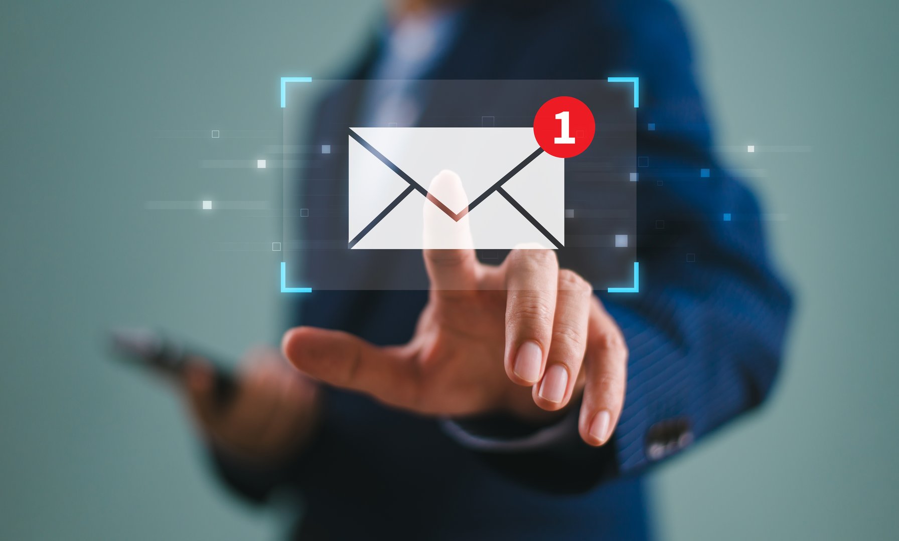 Email alert concept. New email notification, business e-mail communication, digital marketing, internet technology. Inbox receives electronic message campaign. People touch on mail virtual screen