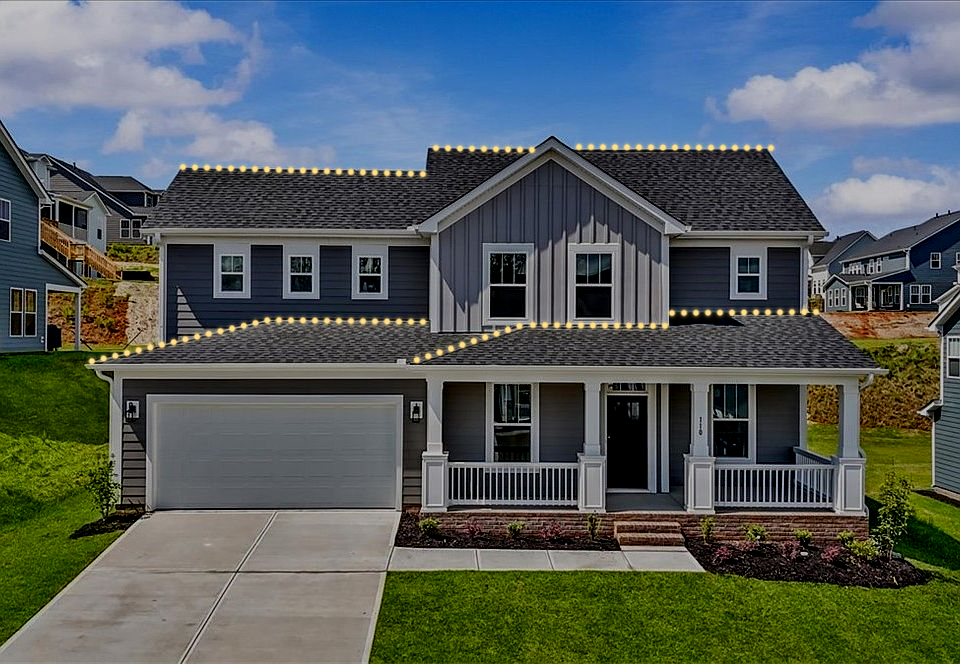 Two-story ridgeline 100 feet Christmas lighting mockup