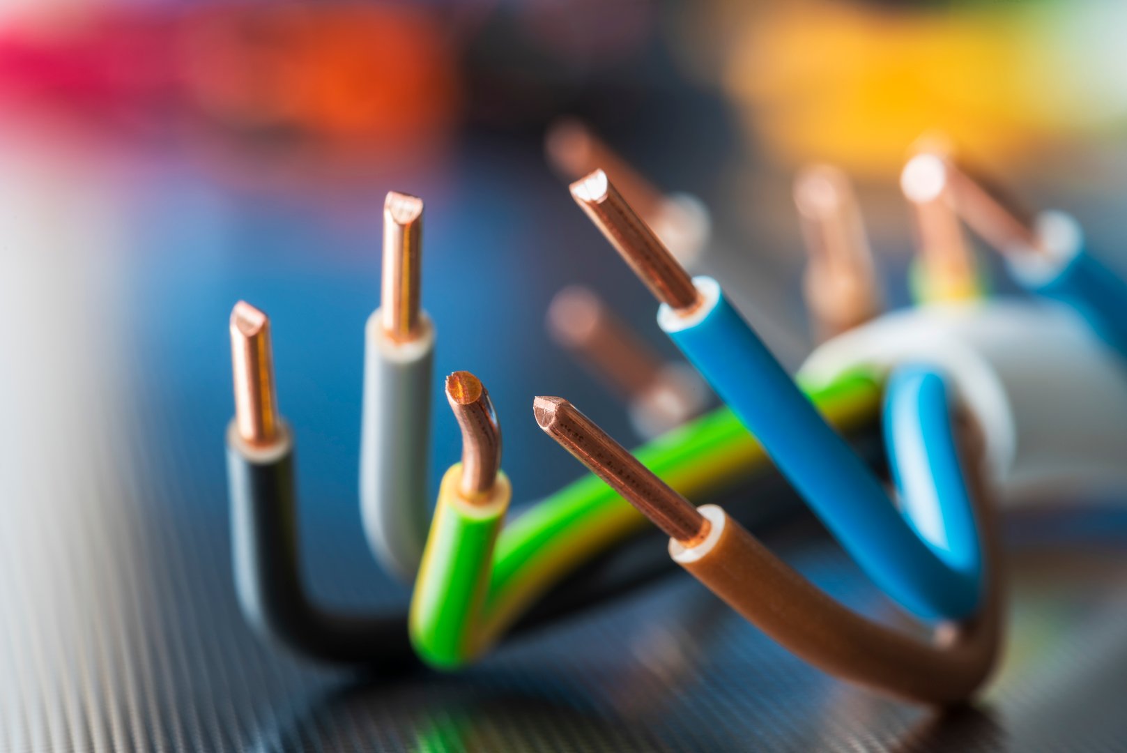 Electrical copper cable wire used to electic installation close-up
