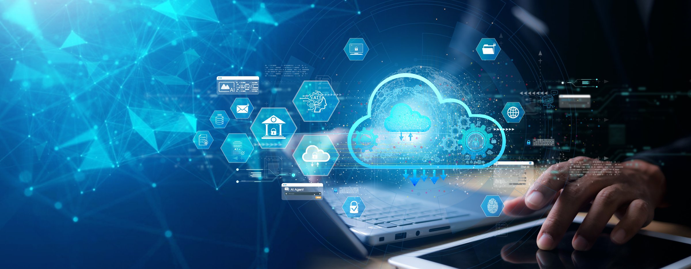 cloud technology concept Global network of global business Megatrends on the Internet for Telecommunication.