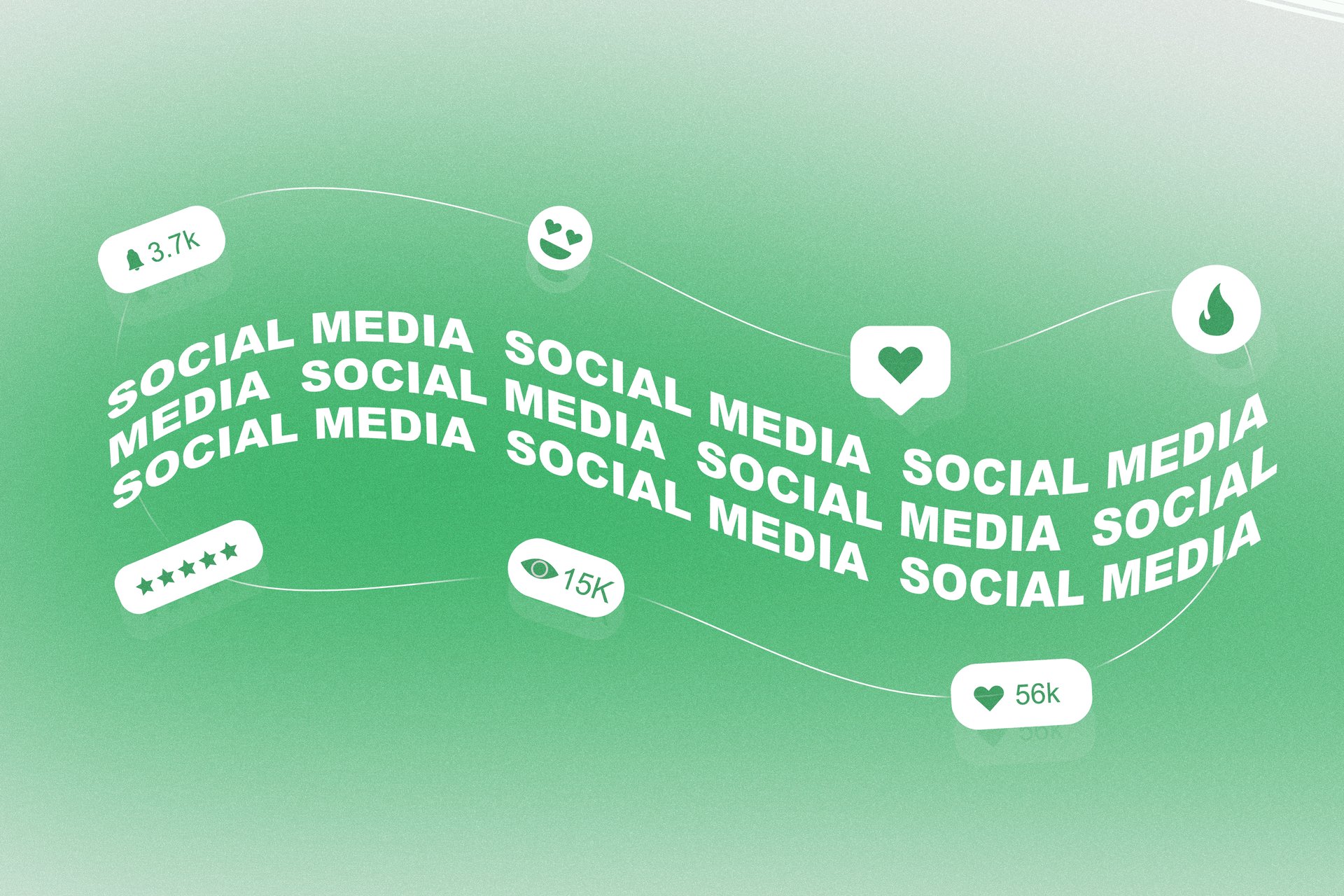 Colorful graphic displaying various social media engagement metrics like likes, shares, and number of followers giving an overview of online interaction trends.