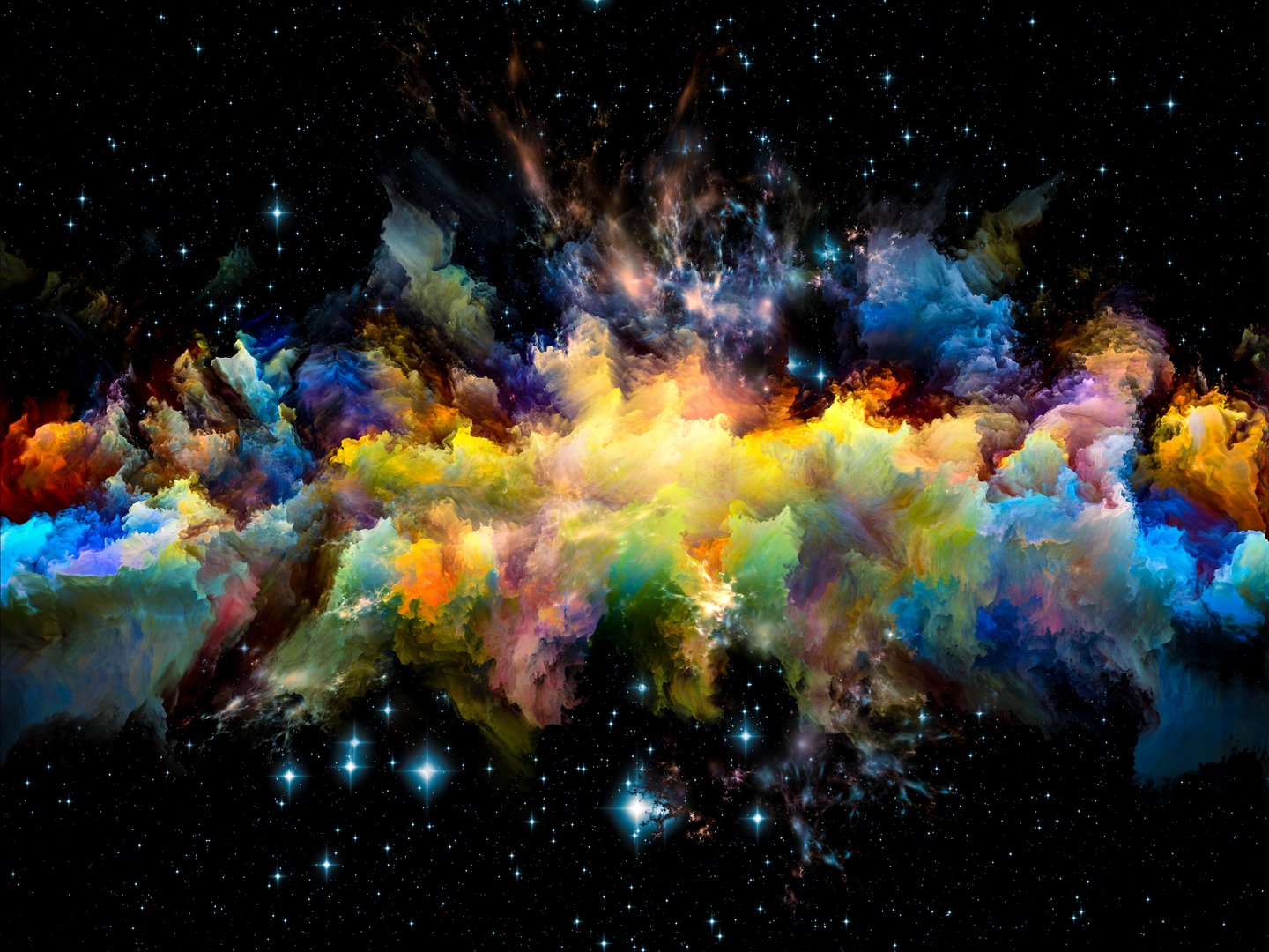 Universe Is Not Enough series. Background design of fractal elements, lights and textures on the subject of fantasy, science, religion and design