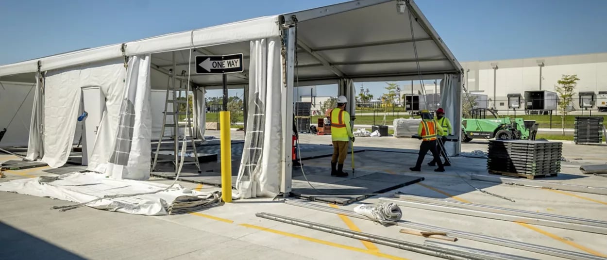 Emergency response temporary structure deployment