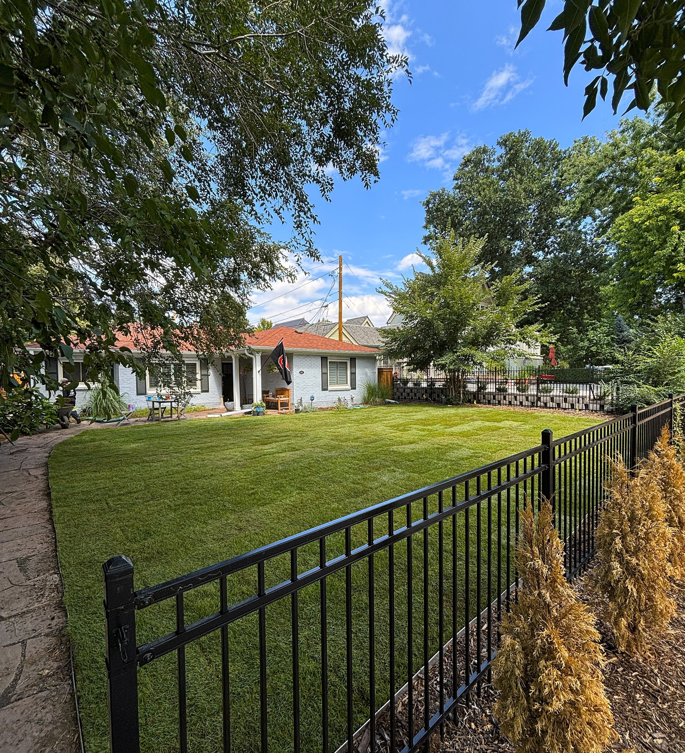 After rock and mulch landscaping