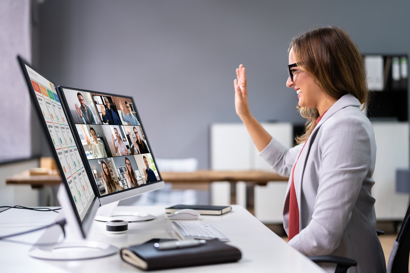 Online Video Conference Work Webinar On Desktop