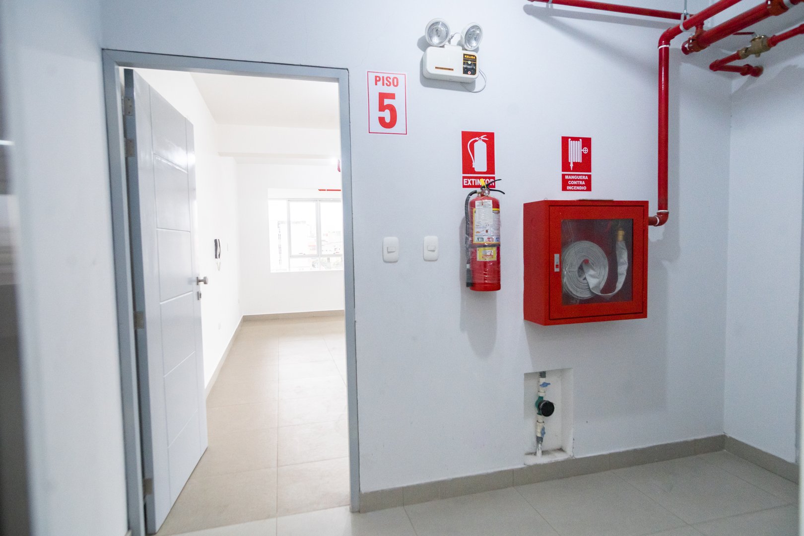 office reception with fire protection system