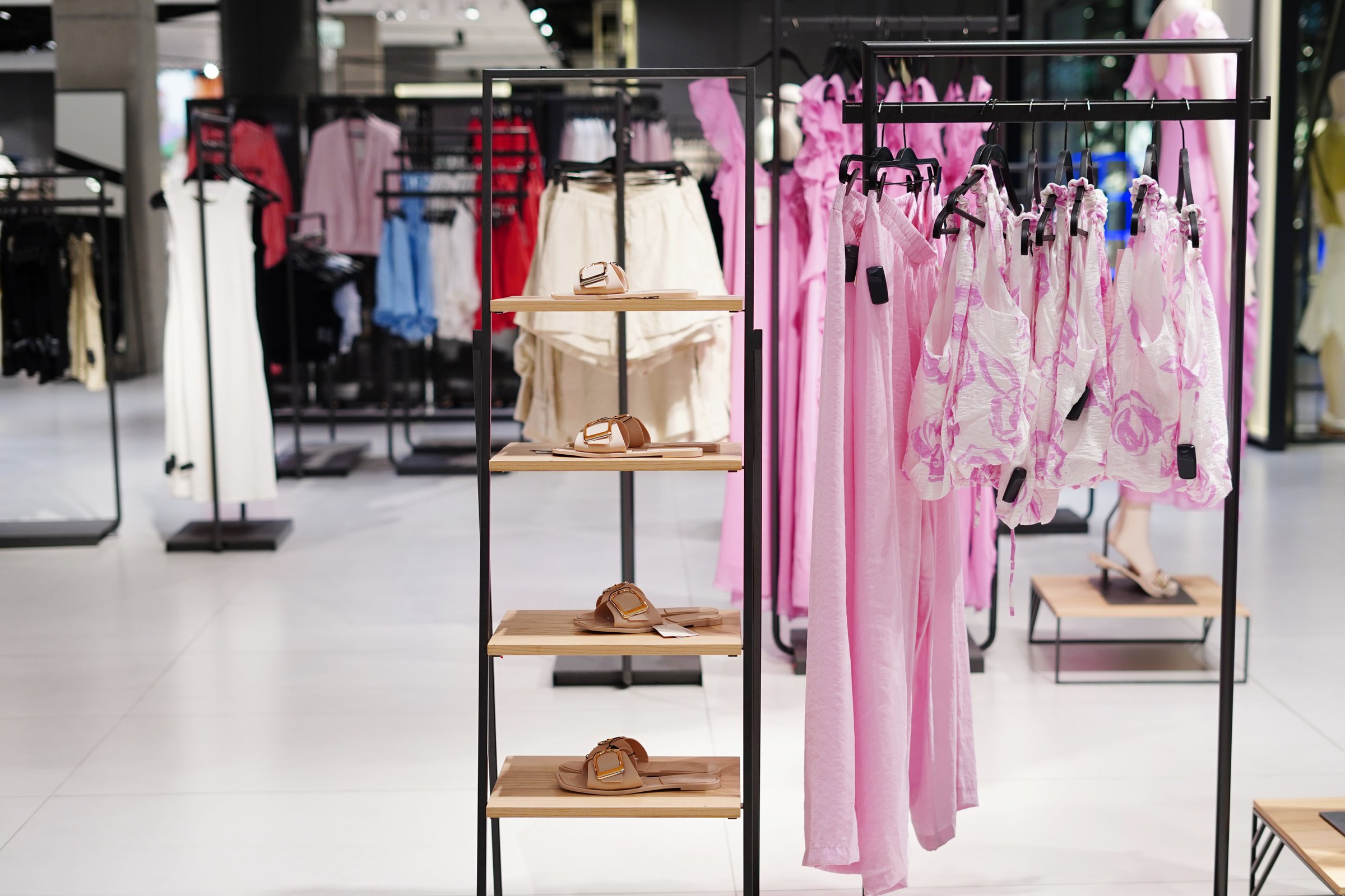 Fashion stylish luxury clothes in the shopping mall