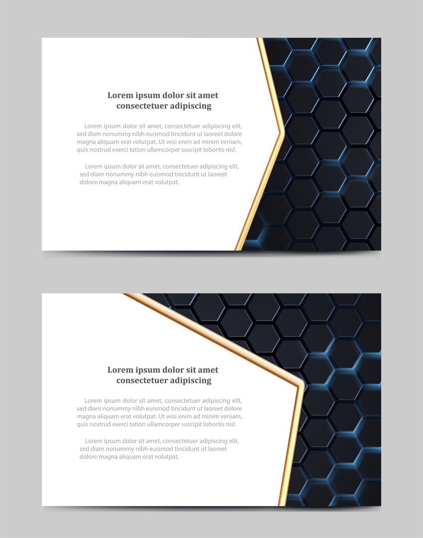 set modern technology futuristic cards. Black and blue hexagonal abstract background