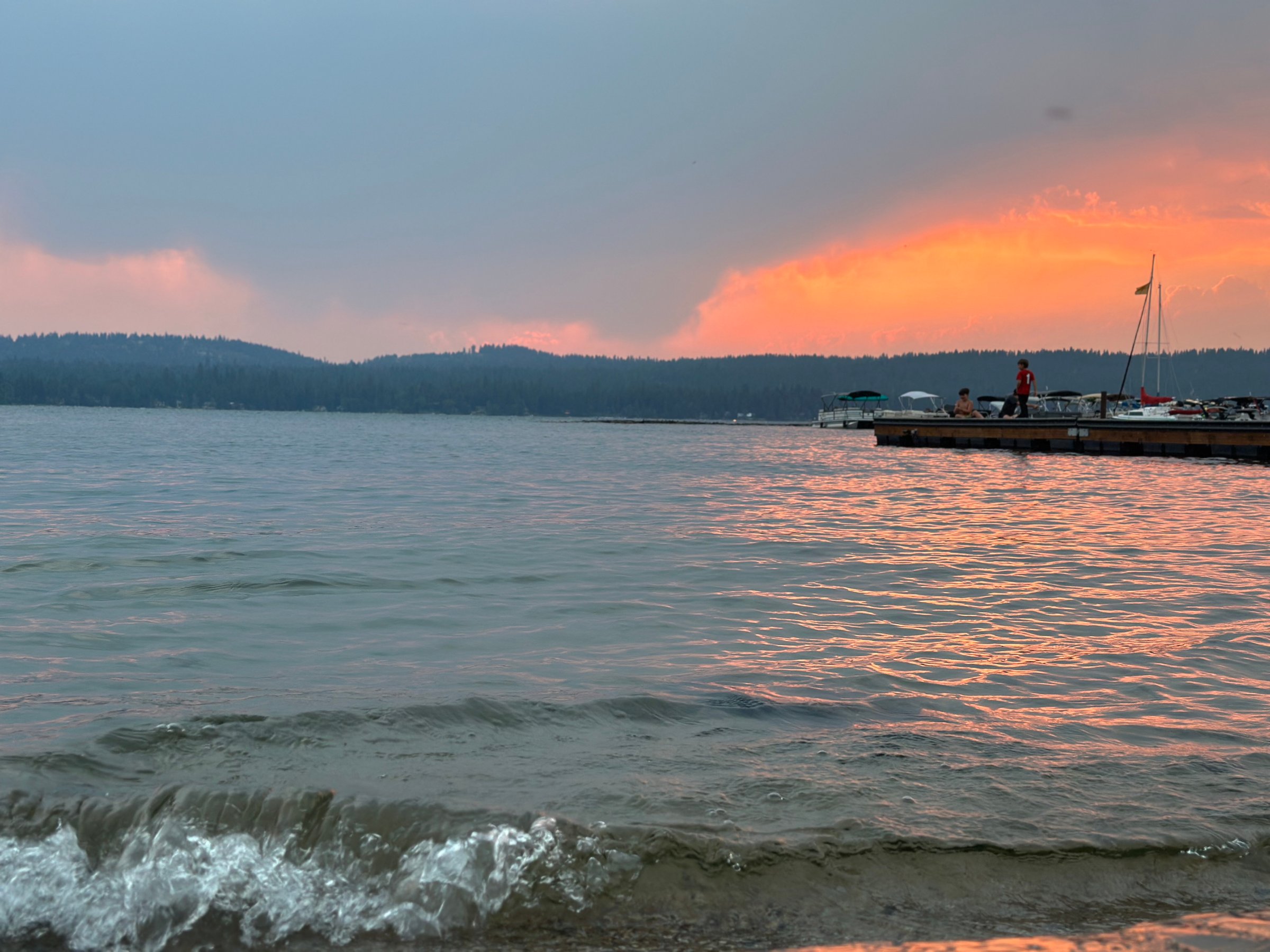 Beach sunset jet ski view