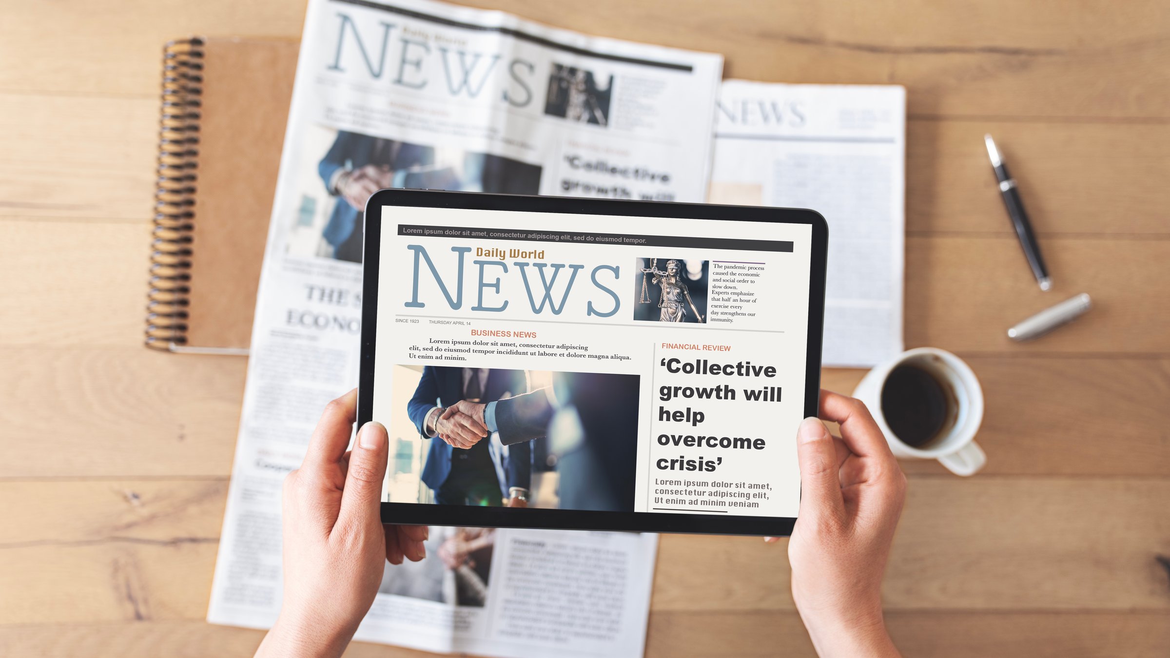 Reading newspaper with digital tablet