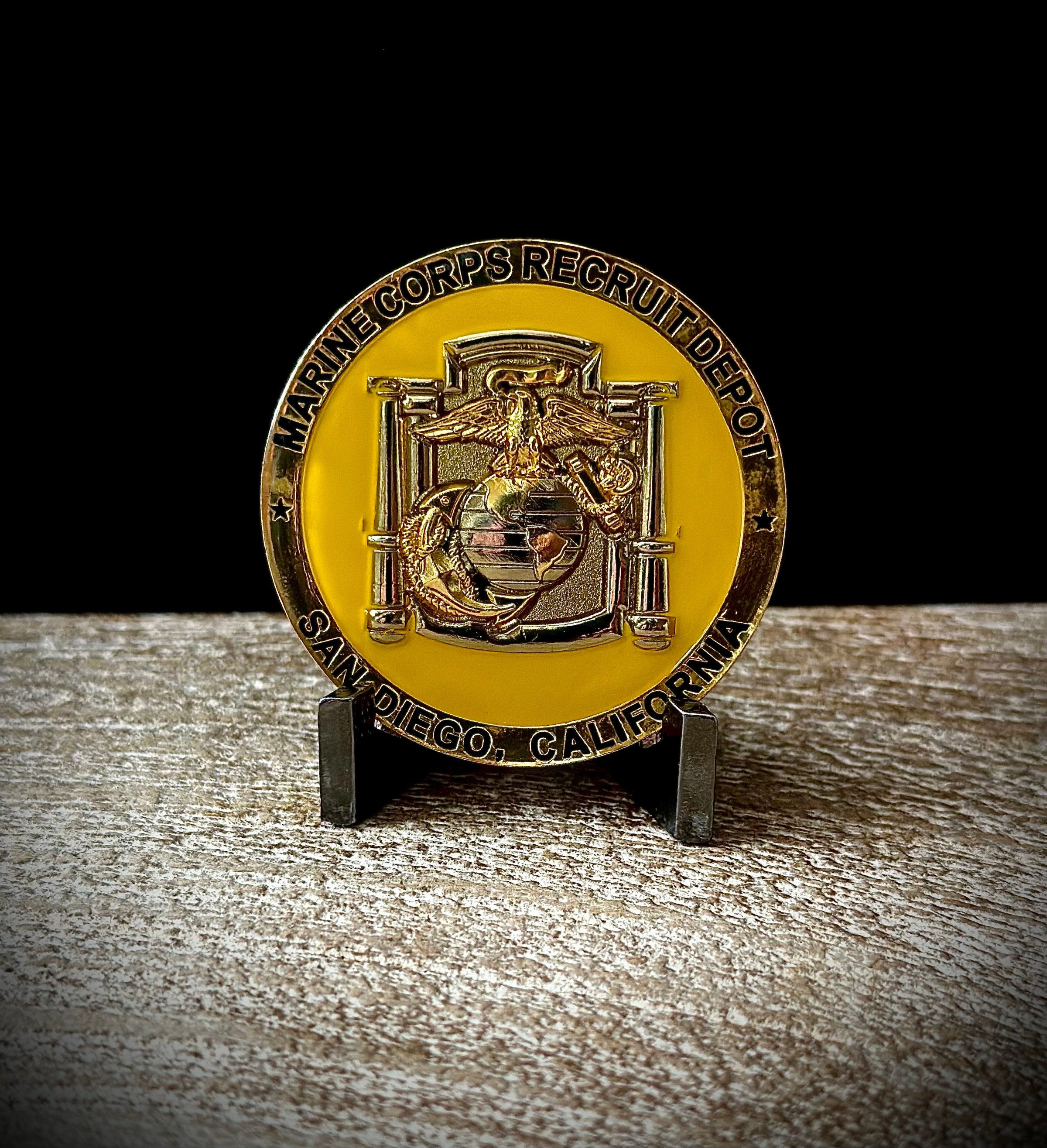 Custom high-relief challenge coin with engraved detailed design