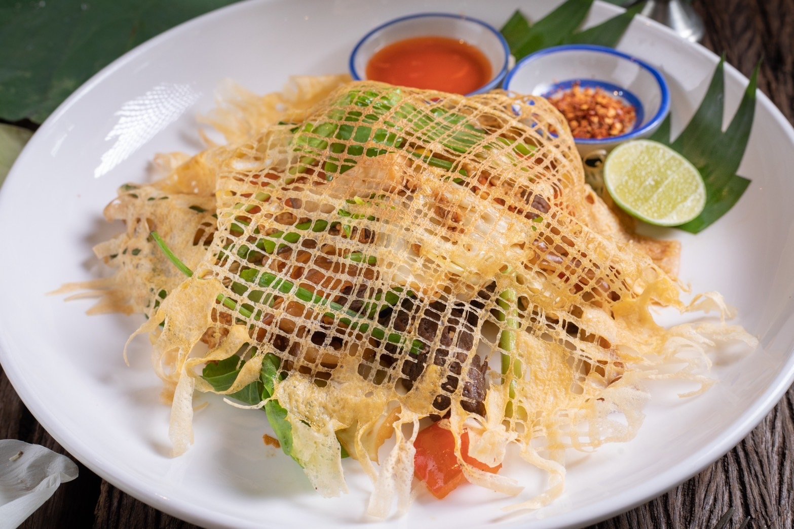 Pad Thai - stir-fried rice noodles with shrimp - Thai food style