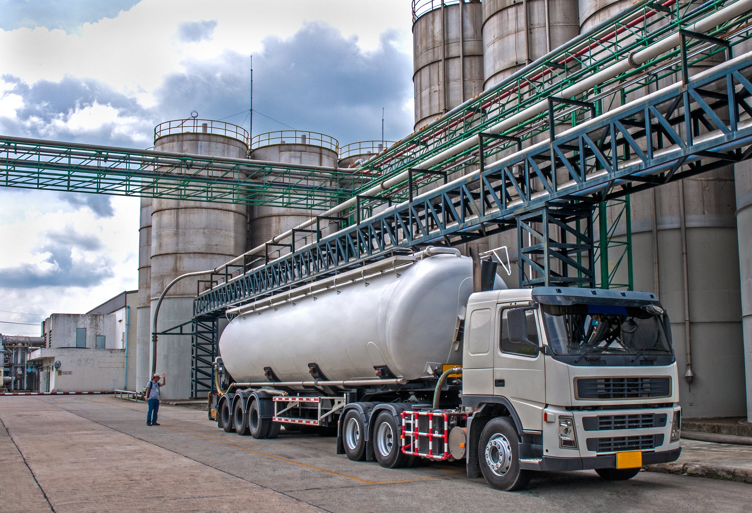 Tanker truck in petrochemical plant