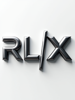 A 3D metallic logo with the letters "RLX" on a light background.