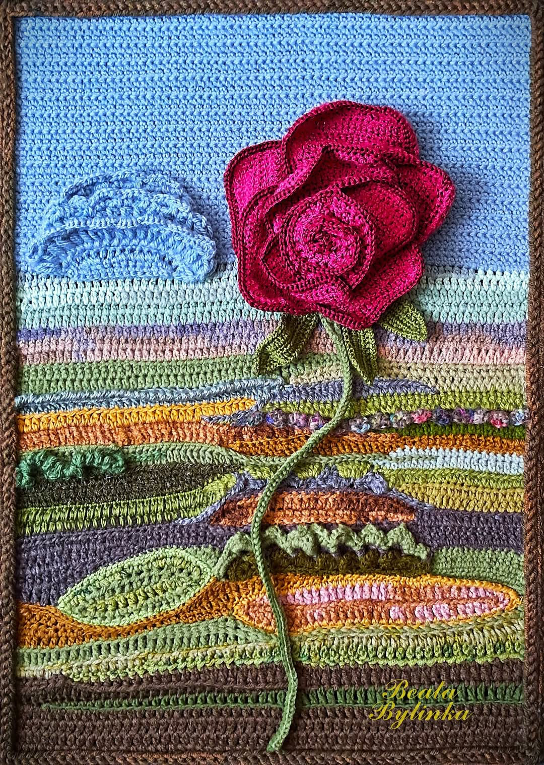 Kolorowy obraz szydełkowy