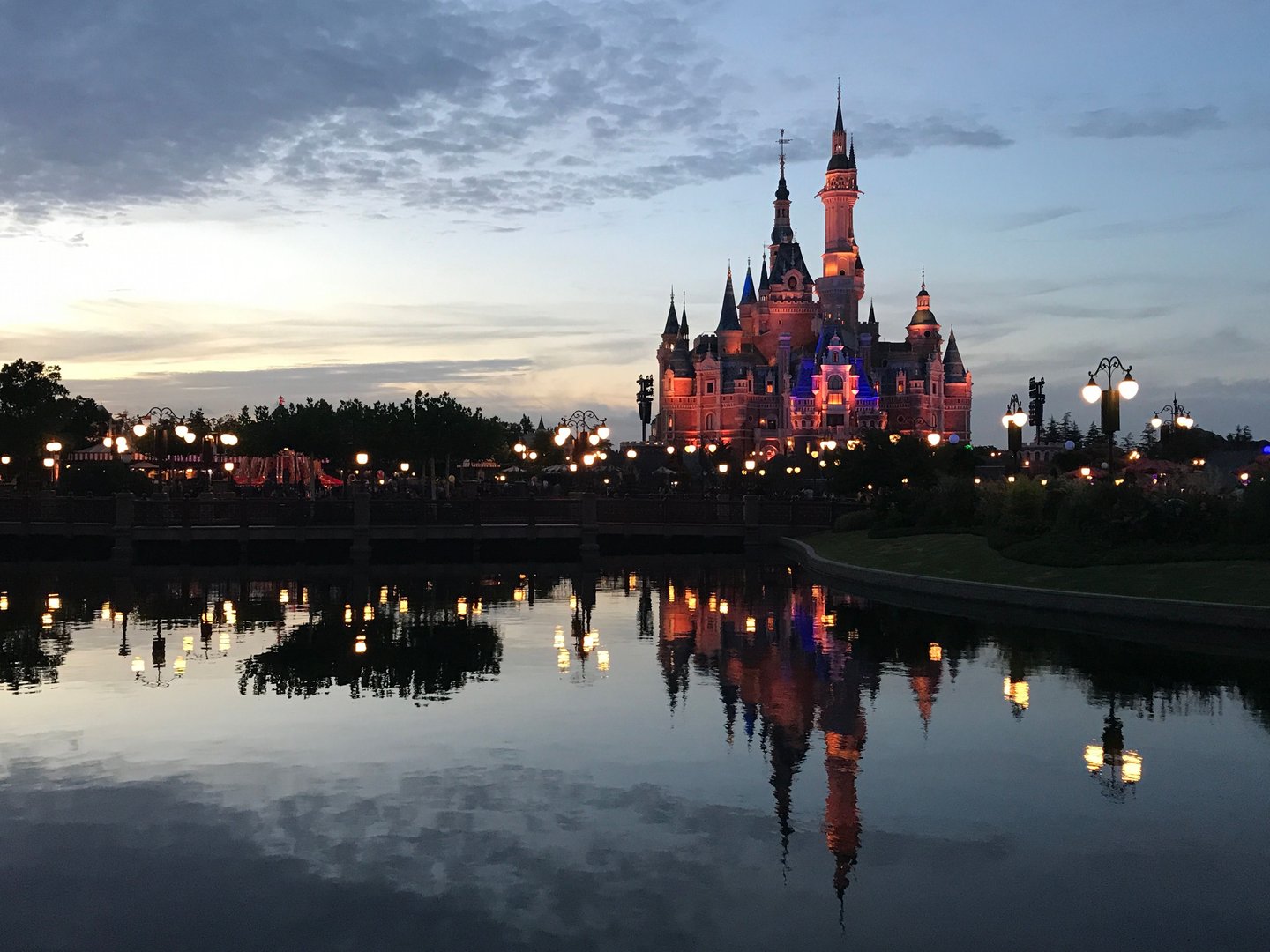 Shanghai, China – September 28, 2017: A photo taken at the sunset moment of shanghai Disneyland