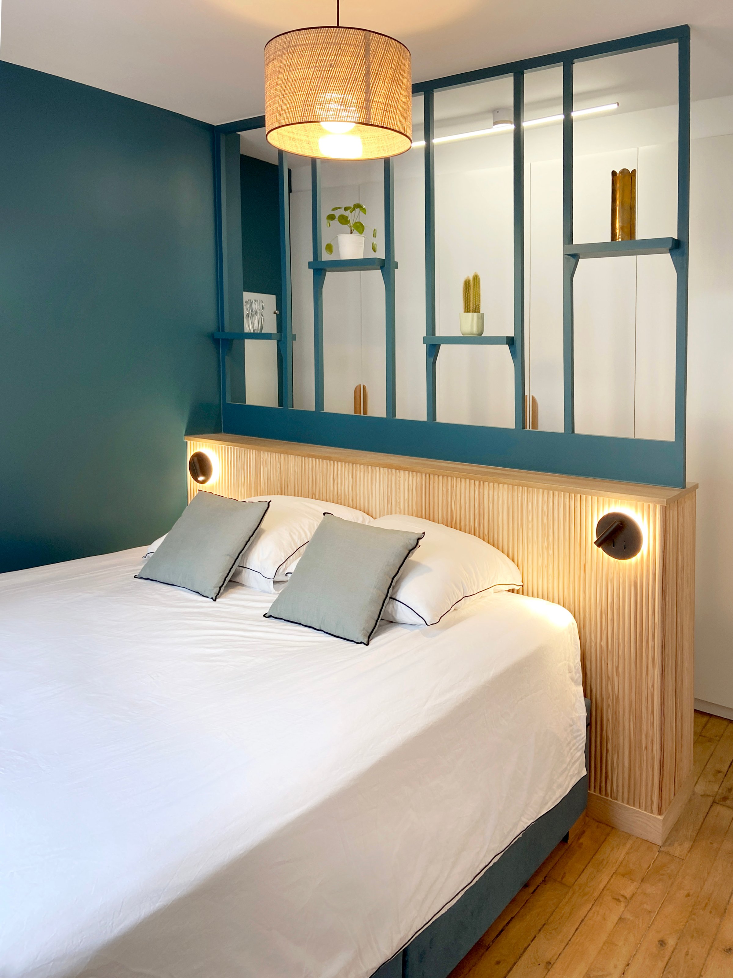 Rénovation appartement Clignancourt - Lit avec tête de lit sur mesure