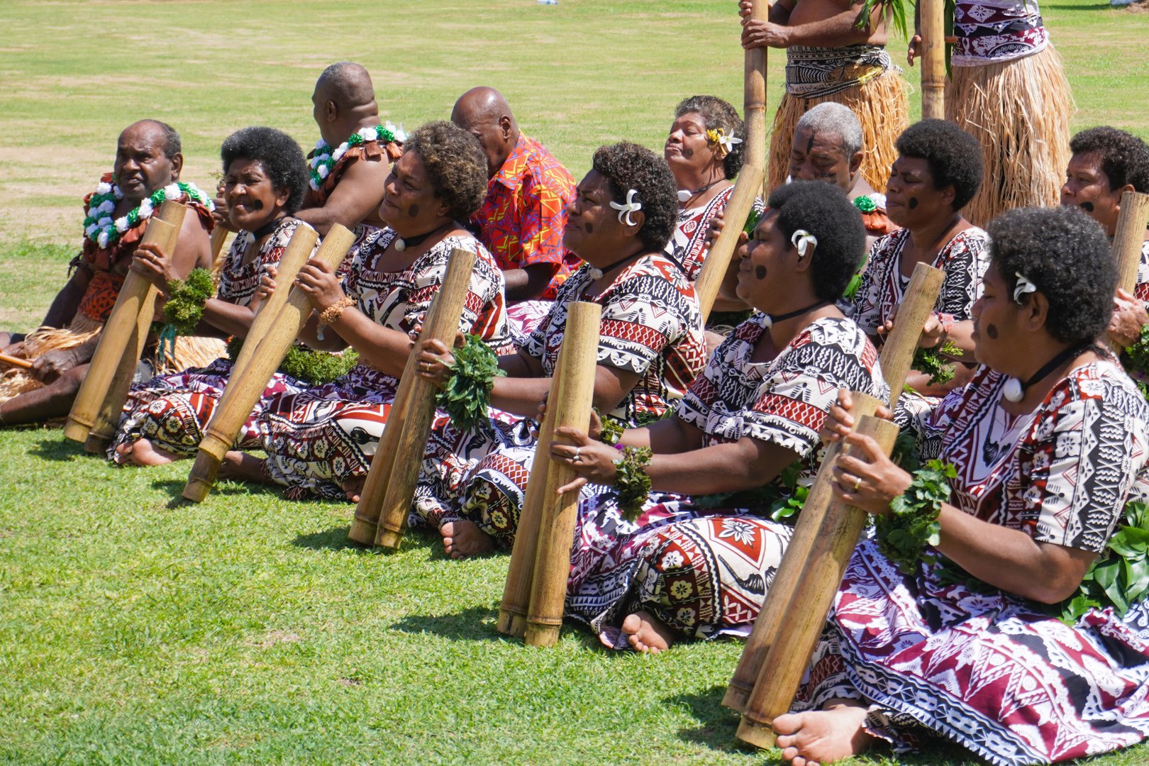 Viseisei, Viti Levu, Fiji, October 28, 2024.
The villagers were waiting for their turn to perform traditional song and dance for visiting tourists