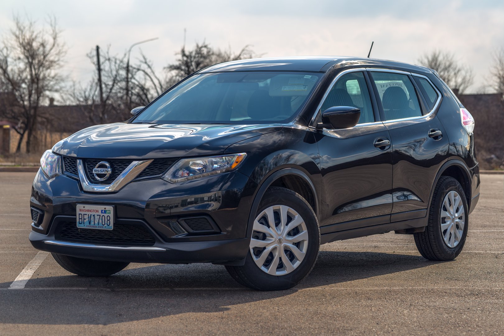 Washington DC, USA - February 29, 2020: Photo of black Nissan Rogue in the open air.