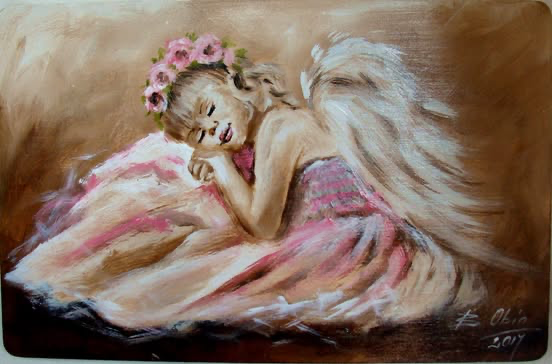 Anioł w różowej sukience