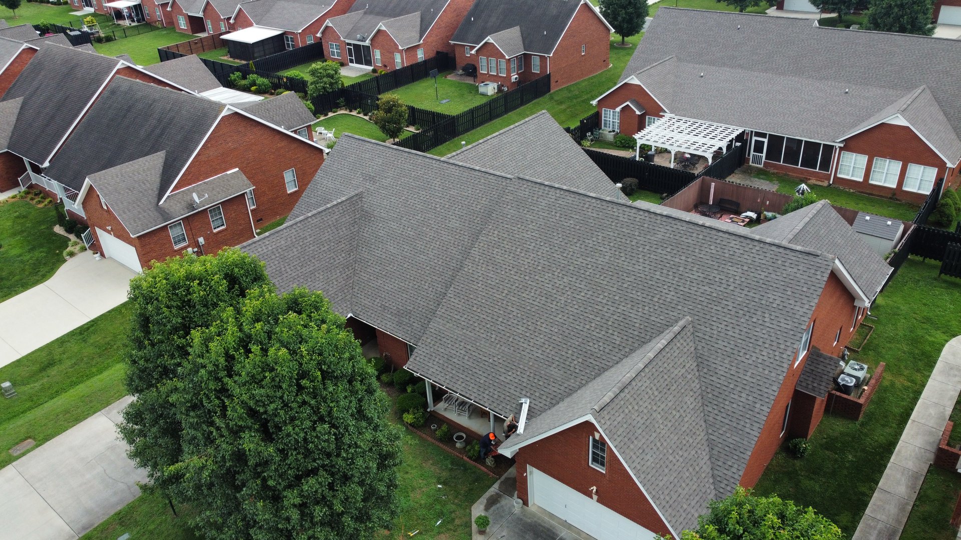 Drone roof aerial view