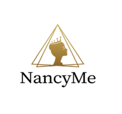 Logo featuring a golden profile silhouette of a crowned person inside a triangle and the text 'NancyMe' beneath.