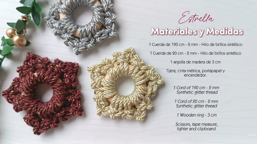 Ornamentos Macramé Estrella Copo de Nieve