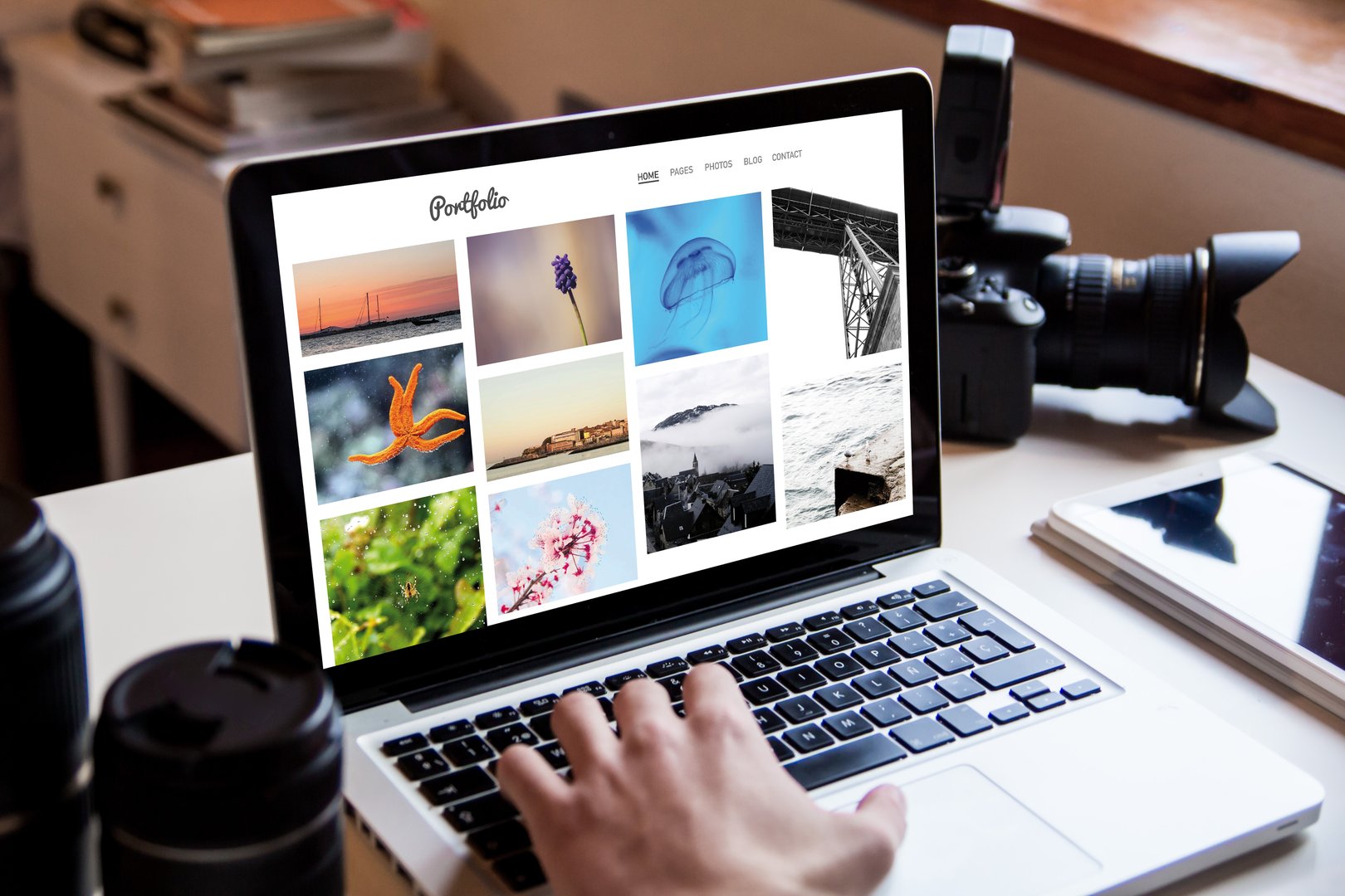 Photographer publishing online portfolio