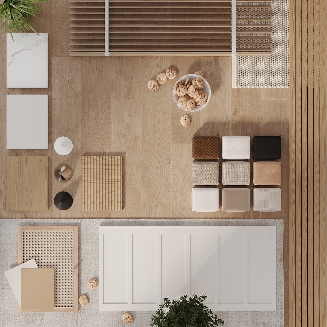 Design interior collage brown beige color materials