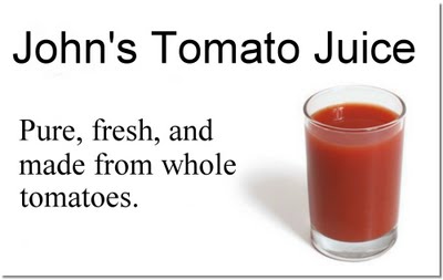 John's Tomato Juice advertisement