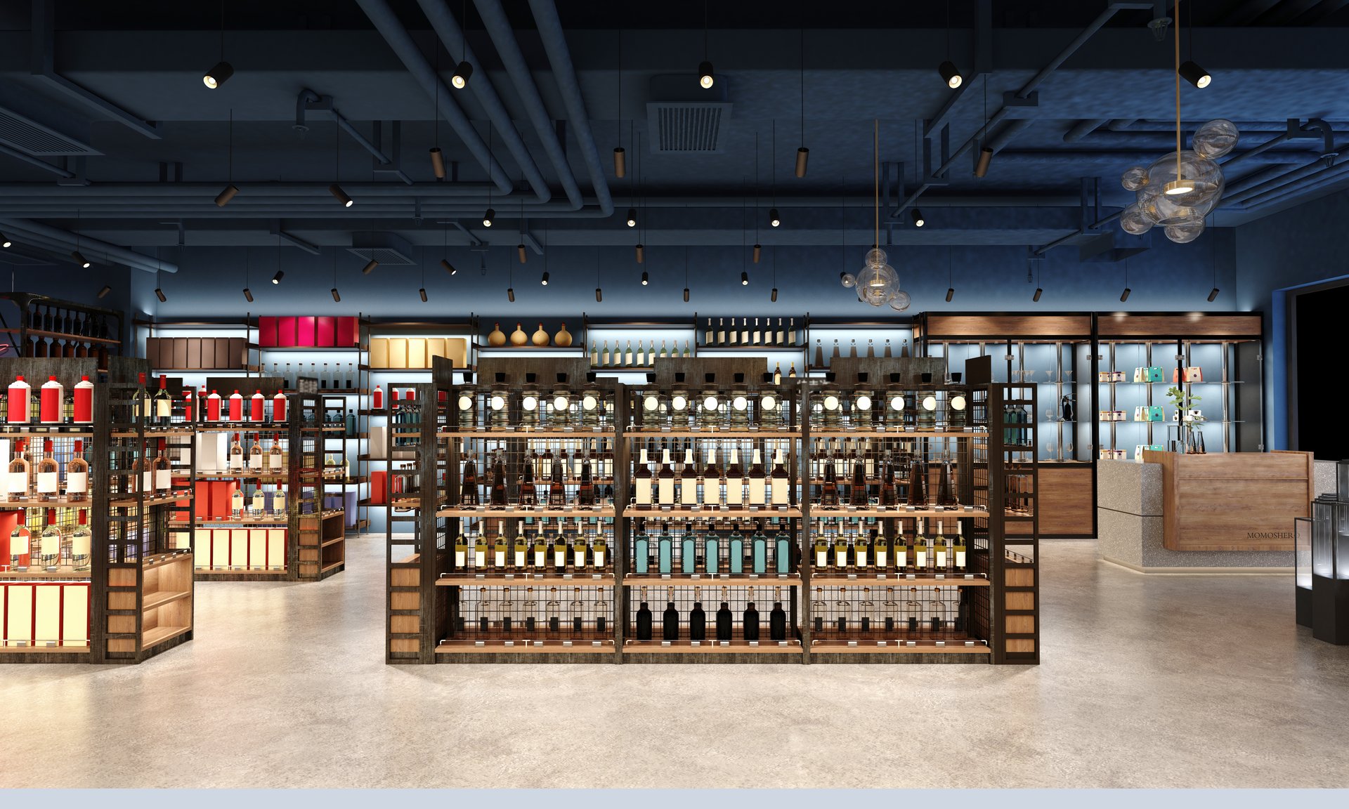 3d render of food and beverage shop