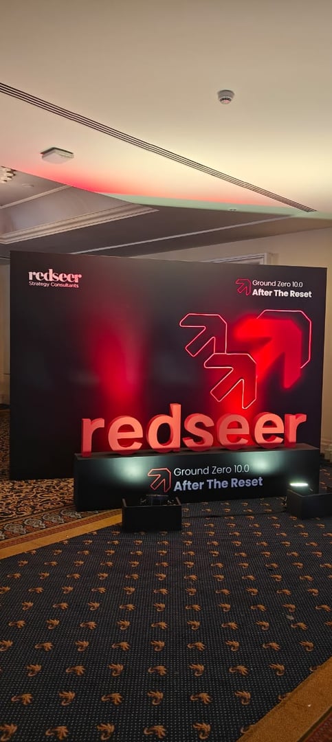 Redseer strategy event display with Ground Zero 10.0 After The Reset theme and illuminated signs.