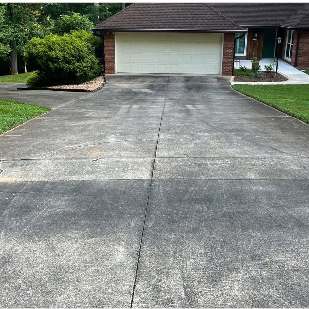 After driveway cleaning in Wake Forest NC - clean concrete