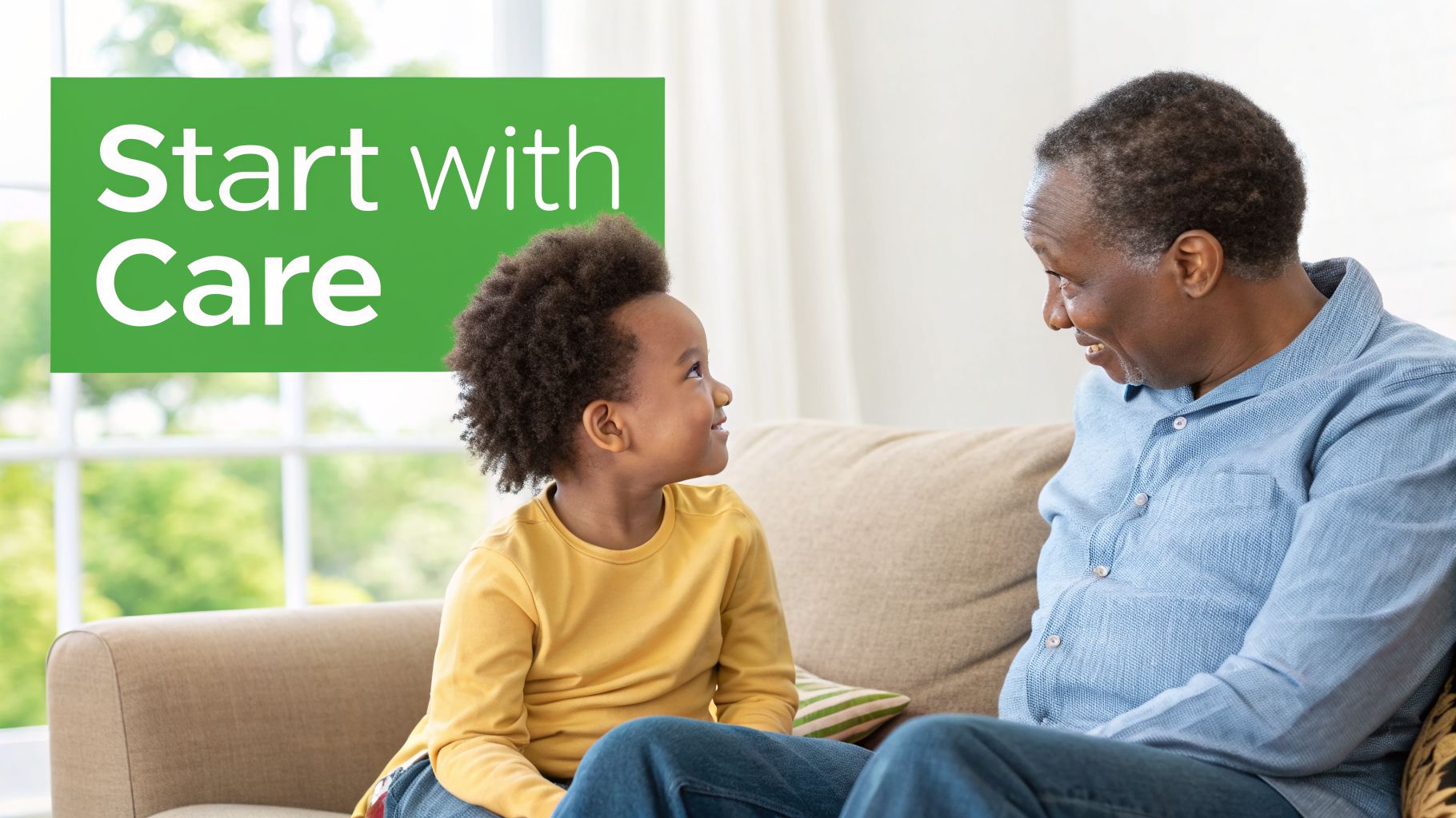 Intergenerational care - adult daughter talking with elderly mother