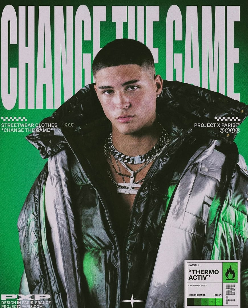 Male fashion model wearing Nike-style streetwear professional modelling course