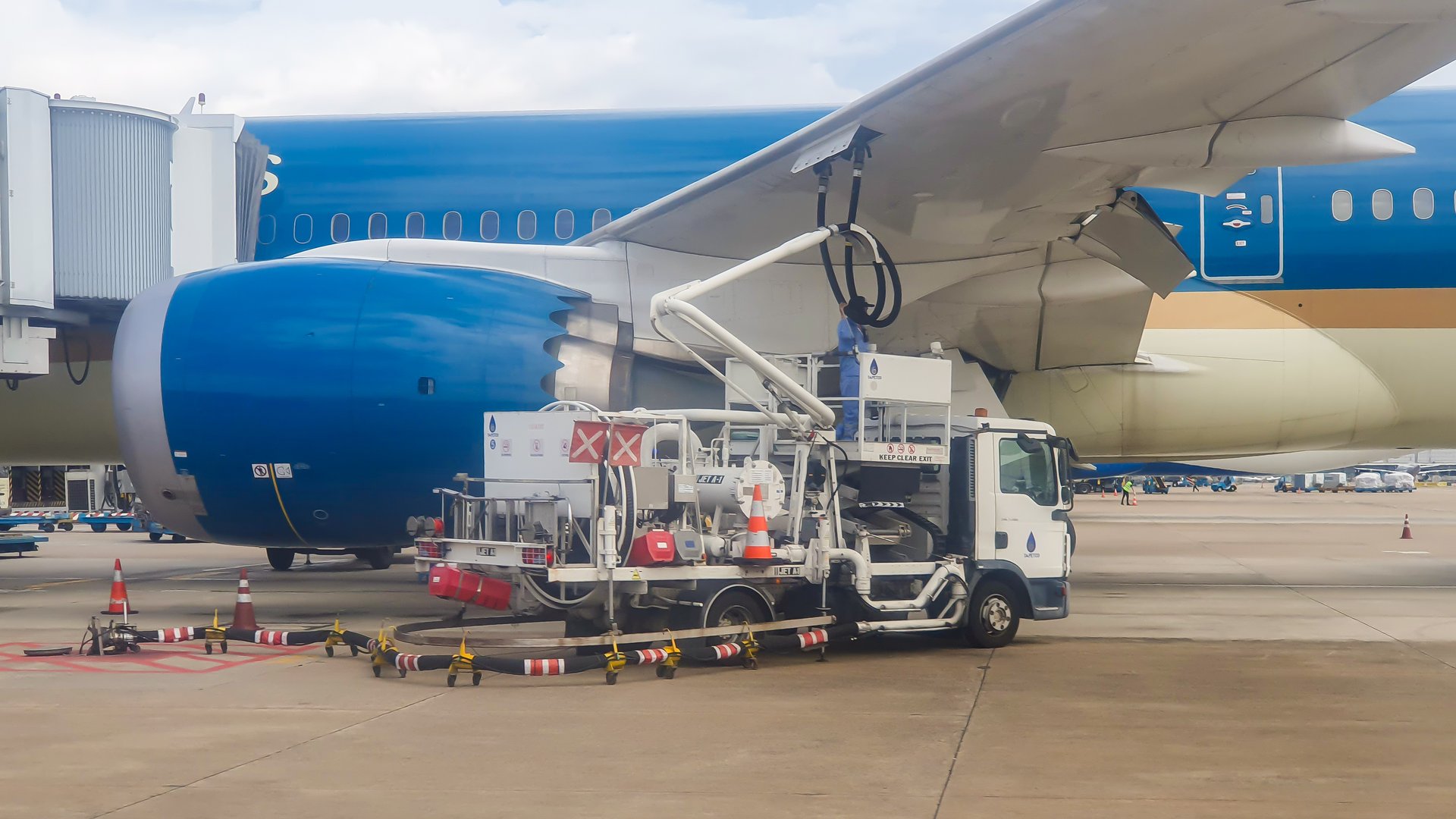 Ho Chi Minh City Vietnam Aircraft Refueling By High Pressure Fuel Supply Truck At Tan Son Nhat International Airport