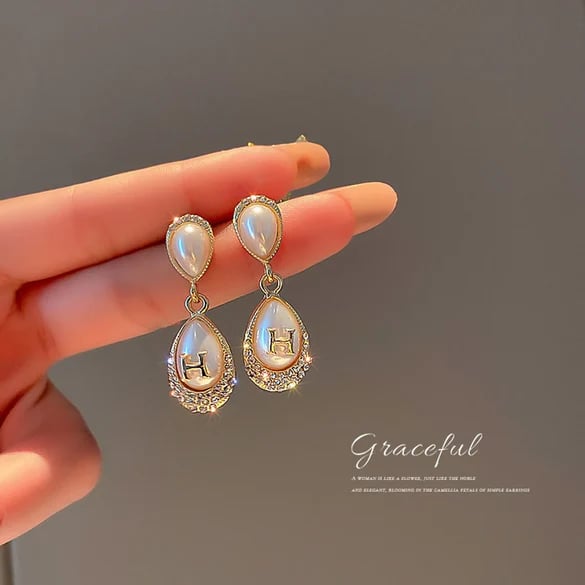 Boucles d'oreilles rétro géométriques en cuivre avec perles artificielles et zircon