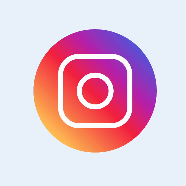 The Instagram logo featuring a white camera icon on a gradient background of orange, pink, and purple.