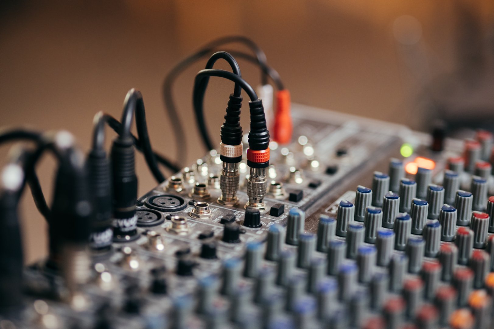 mixer audio console concert and event accompaniment background and microphones