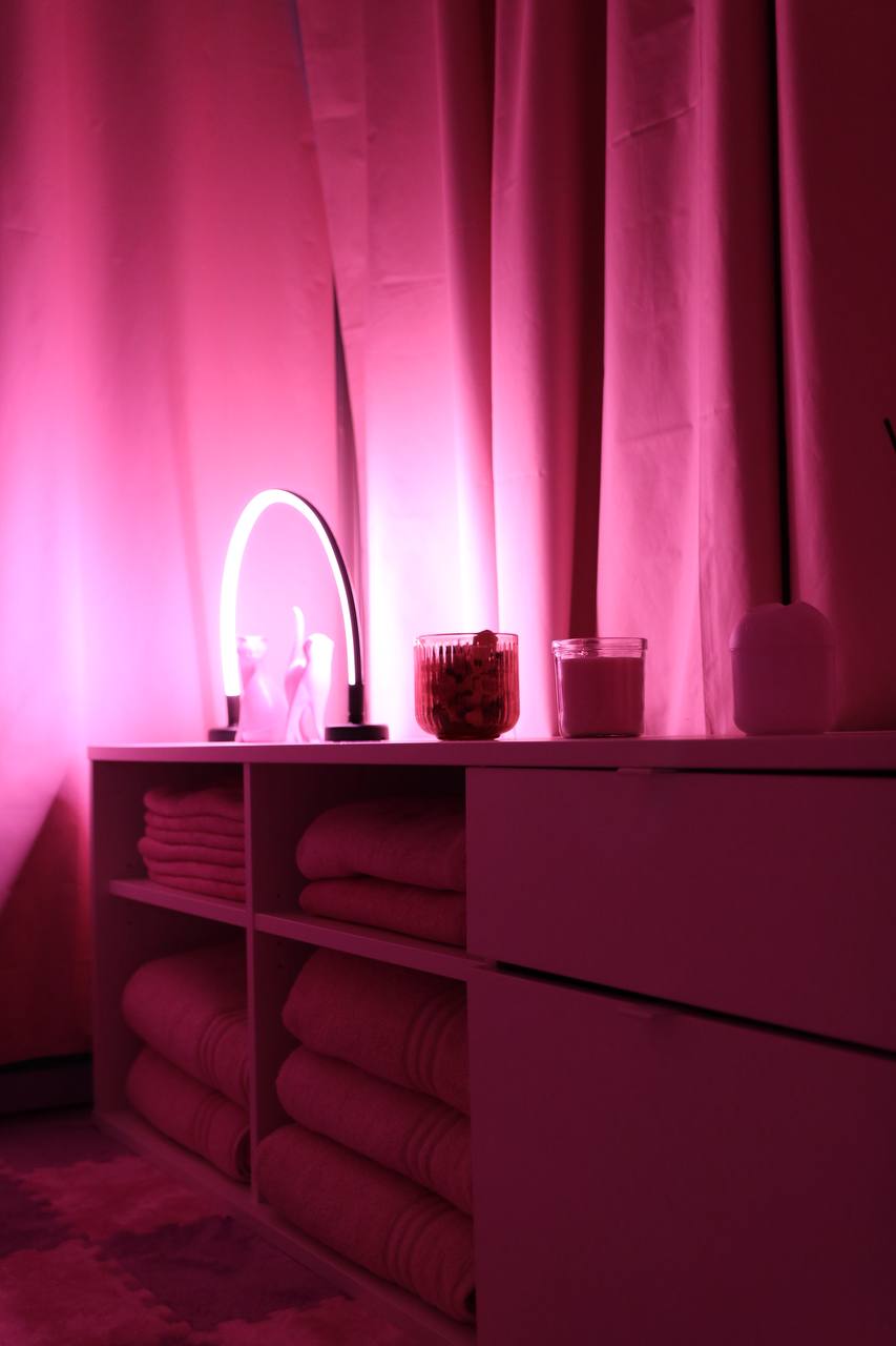 LAV Massage Studio atmosphere featuring calming interior design and relaxation space
