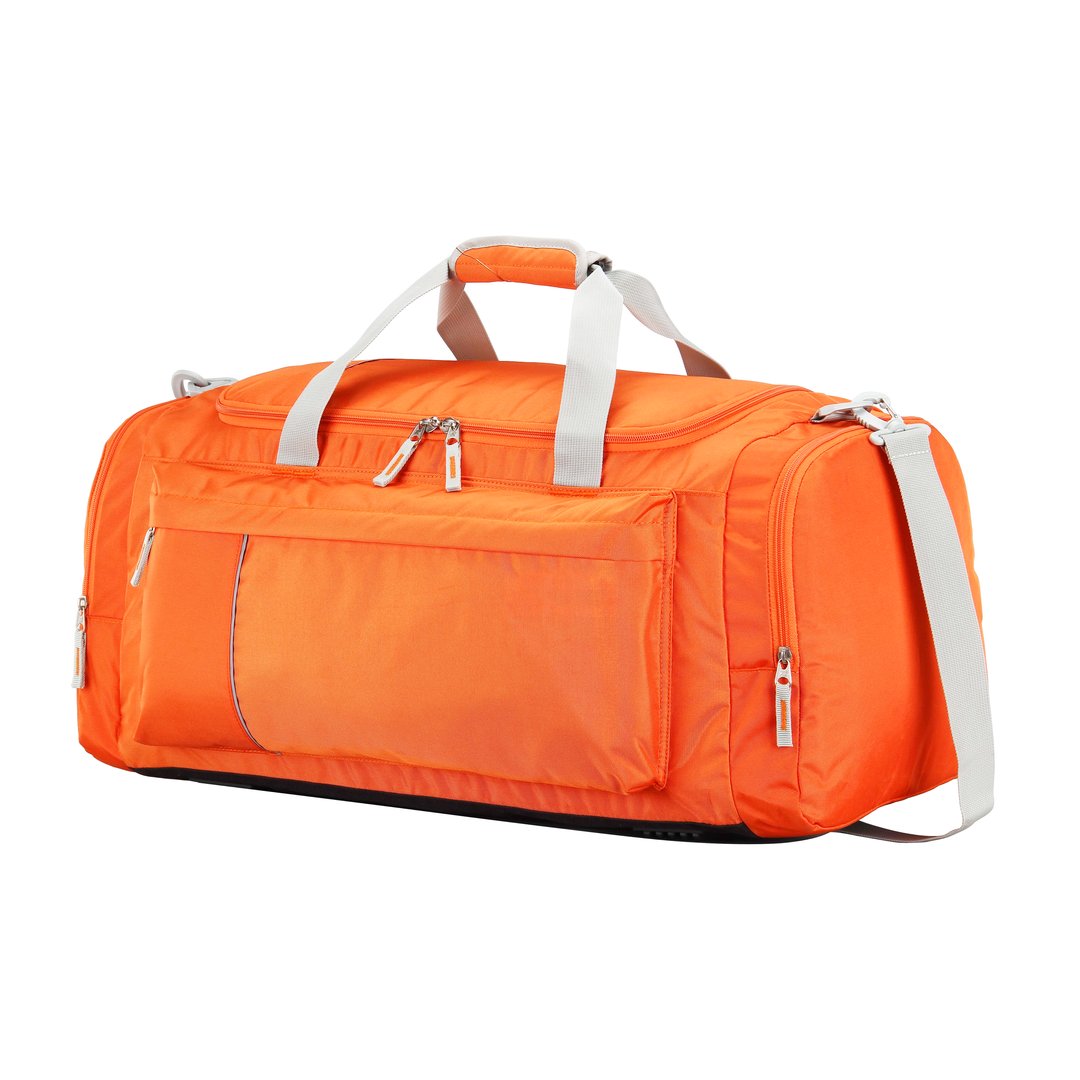 Orange Duffle Bag Isolated on White Background