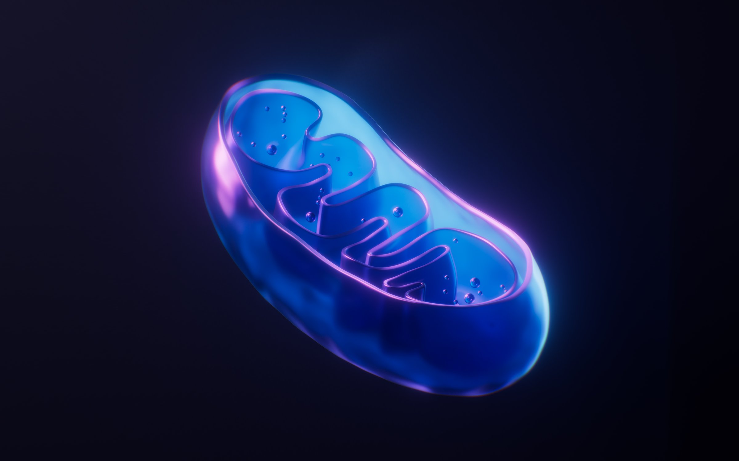 Mitochondria with dark neon light effect
