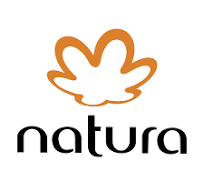 Natura logo with an orange abstract leaf design above the word natura in lowercase black letters.