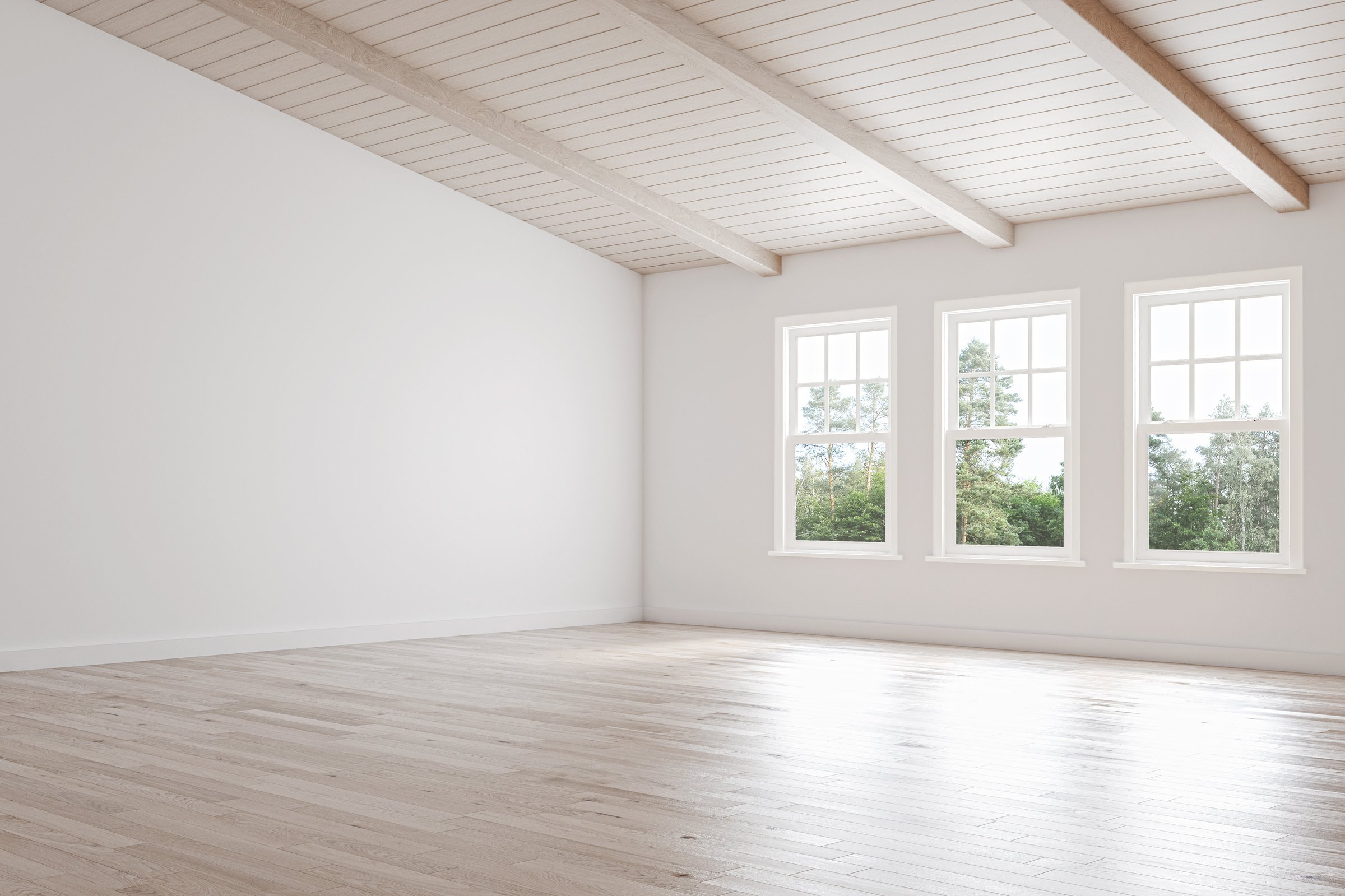 Large luxury modern bright interiors Living room mockup illustration 3D rendering image